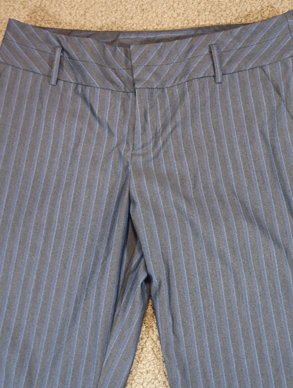 Mossimo Stretch Women's Wide-Leg Pinstripe Pants in Gray and Blue 10 Office